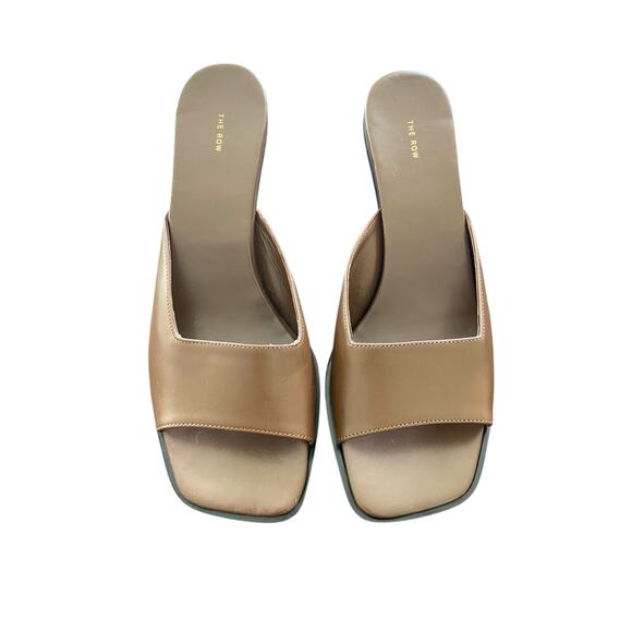 The Row Lauren Mule Sandals Leather Heeled Square Toe MISMATCHED Sizing 8 / 7.5 - Picture 4 of 11